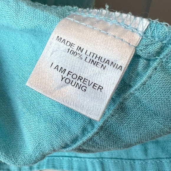 Flax Tiffany Blue Linen Asymetrical Contemporary Minimalist Tank Top Medium - Picture 5 of 9